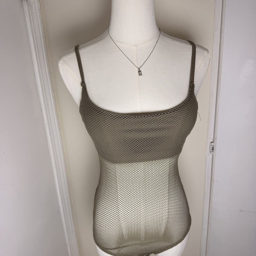 Forever 21 Women's Green Tank Top Fishnet Bodysuit Size S Small
